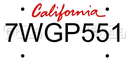 7WGP551 California License Plate