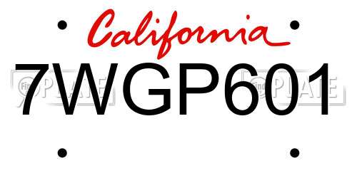 7WGP601 California License Plate