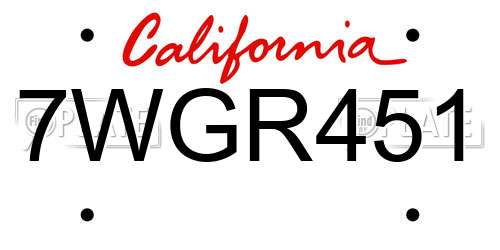 7WGR451 California License Plate
