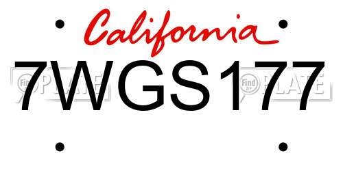 7WGS177 California License Plate