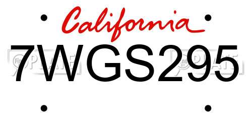 7WGS295 California License Plate