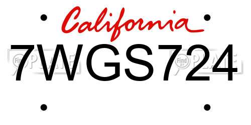 7WGS724 California License Plate