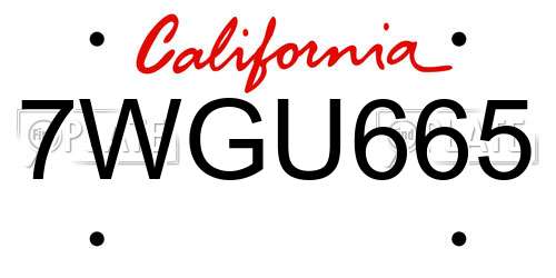7WGU665 California License Plate