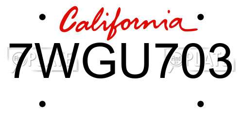 7WGU703 California License Plate