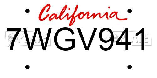 7WGV941 California License Plate