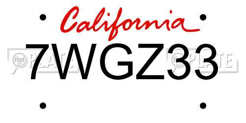 7WGZ33 California License Plate
