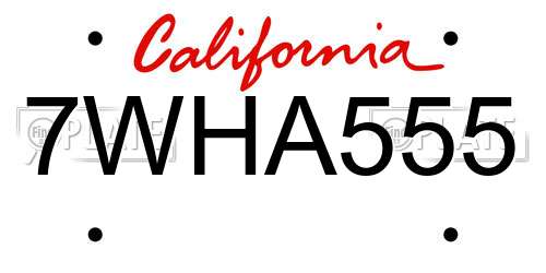 7WHA555 California License Plate