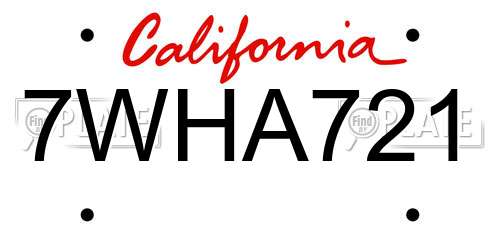 7WHA721 California License Plate