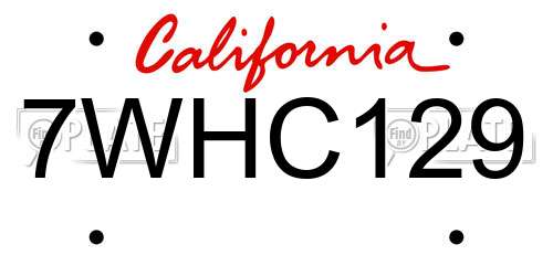 7WHC129 California License Plate