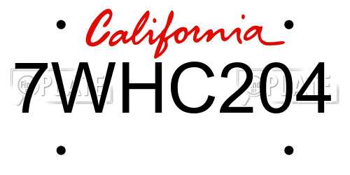 7WHC204 California License Plate