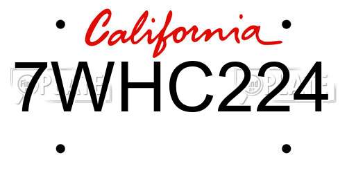 7WHC224 California License Plate