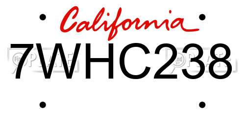 7WHC238 California License Plate