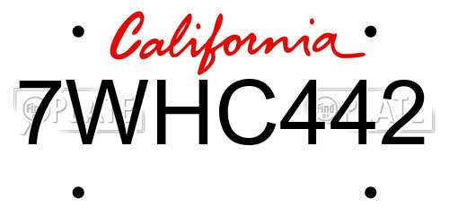 7WHC442 California License Plate