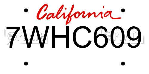7WHC609 California License Plate
