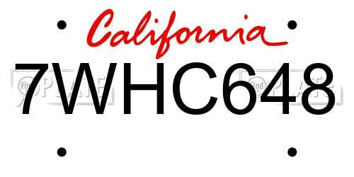 7WHC648 California License Plate