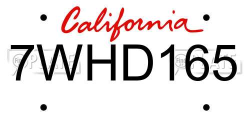 7WHD165 California License Plate
