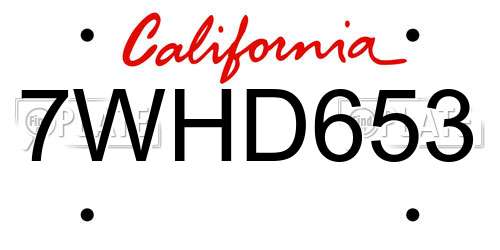 7WHD653 California License Plate