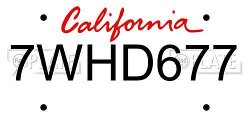 7WHD677 California License Plate
