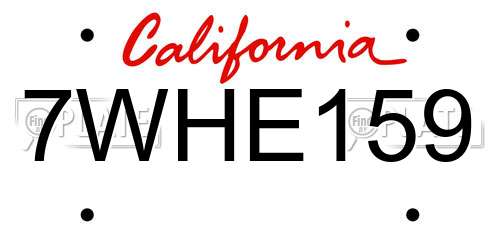 7WHE159 California License Plate