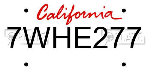 7WHE277 California License Plate