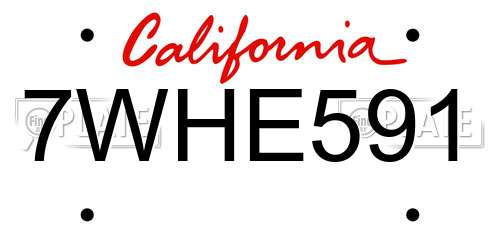 7WHE591 California License Plate