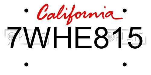 7WHE815 California License Plate
