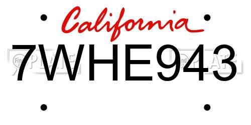 7WHE943 California License Plate
