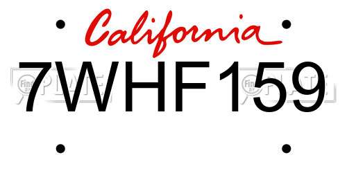 7WHF159 California License Plate