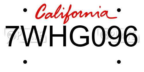 7WHG096 California License Plate