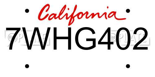 7WHG402 California License Plate