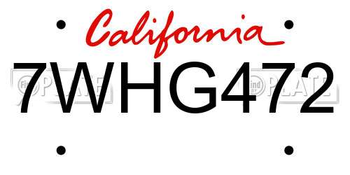 7WHG472 California License Plate