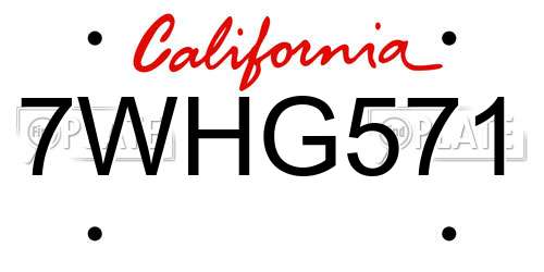 7WHG571 California License Plate