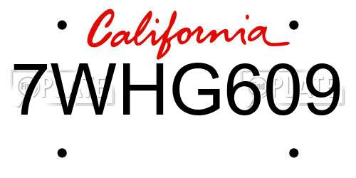 7WHG609 California License Plate