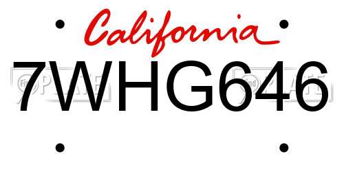7WHG646 California License Plate