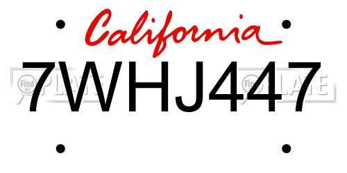 7WHJ447 California License Plate
