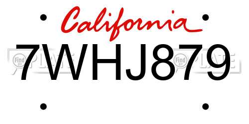 7WHJ879 California License Plate