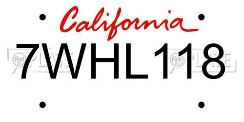 7WHL118 California License Plate