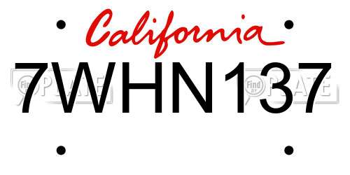 7WHN137 California License Plate