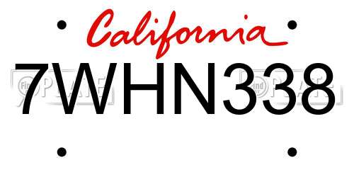 7WHN338 California License Plate