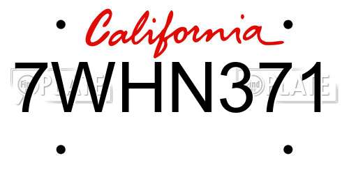 7WHN371 California License Plate