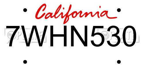 7WHN530 California License Plate
