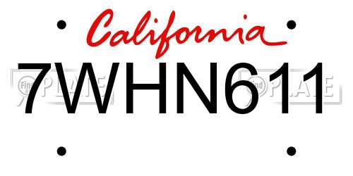 7WHN611 California License Plate