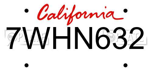 7WHN632 California License Plate