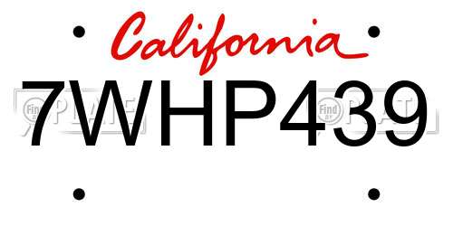 7WHP439 California License Plate