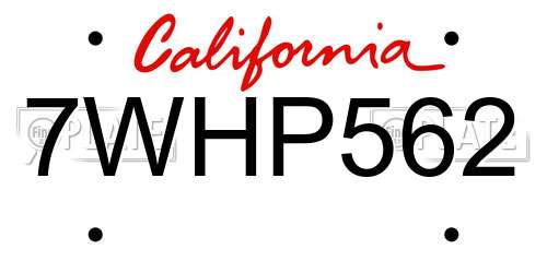 7WHP562 California License Plate