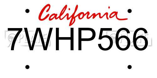 7WHP566 California License Plate