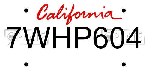 7WHP604 California License Plate