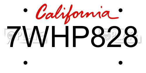 7WHP828 California License Plate