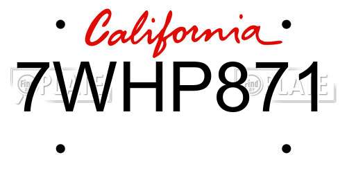 7WHP871 California License Plate