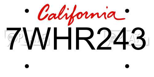 7WHR243 California License Plate